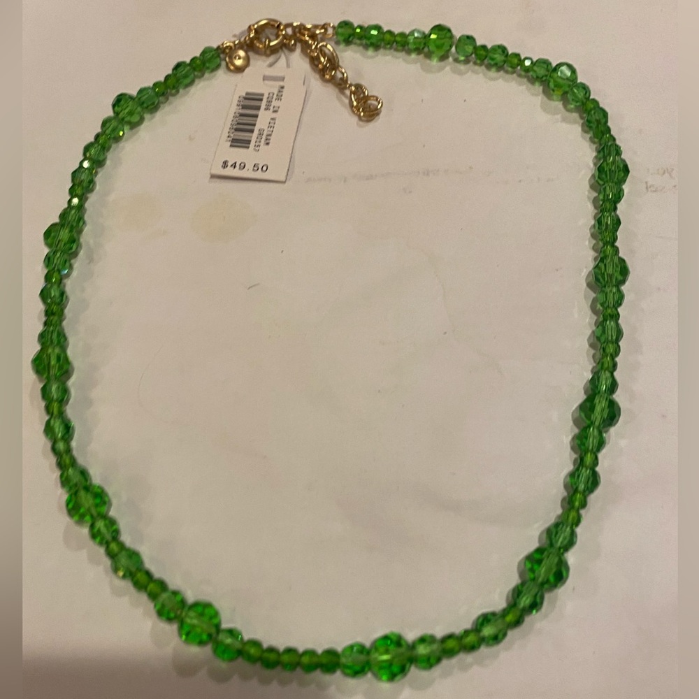 J. Crew green Beaded Necklace with Gold Accents - New summer 2026